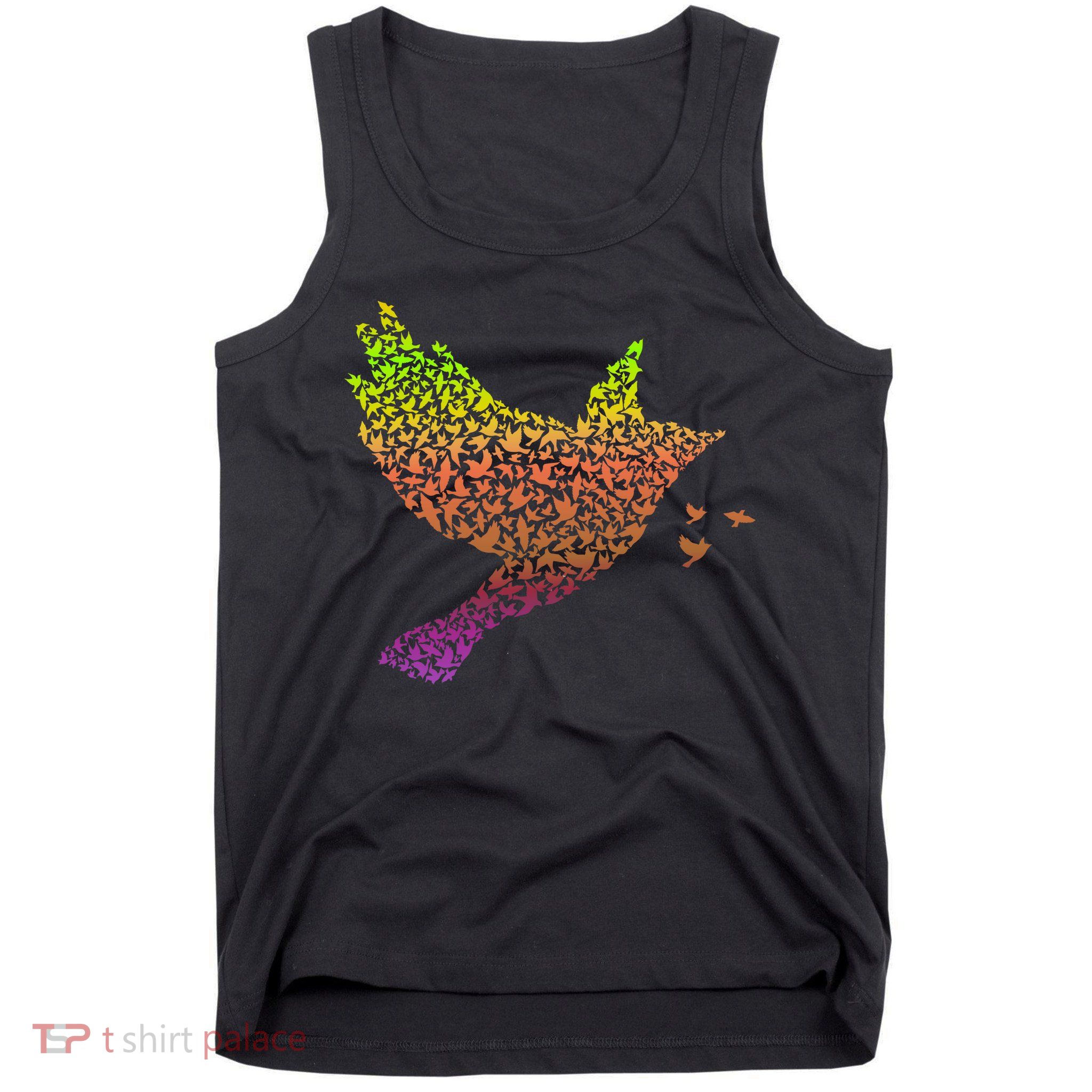 Rainbow Bird Abstract Flock Tank Top
