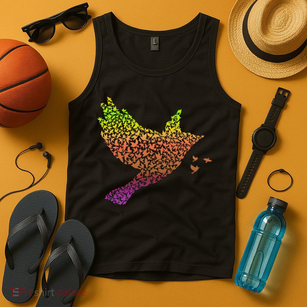 Rainbow Bird Abstract Flock Tank Top
