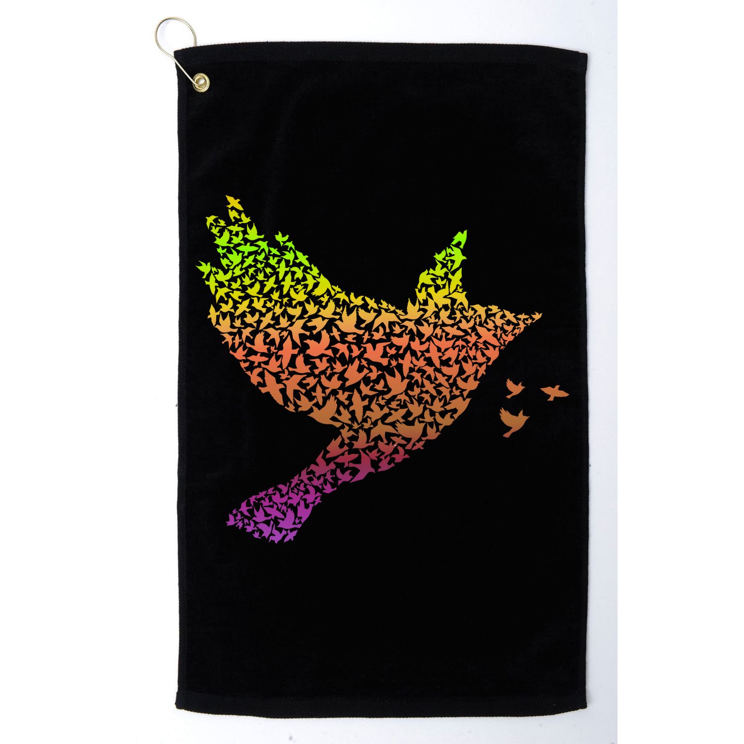 Rainbow Bird Abstract Flock Golf Towel
