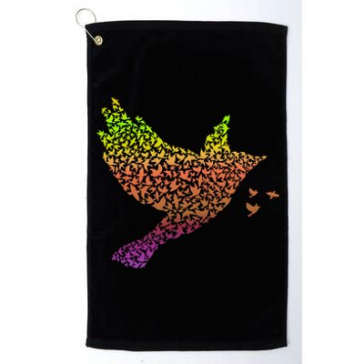 Rainbow Bird Abstract Flock Platinum Collection Golf Towel