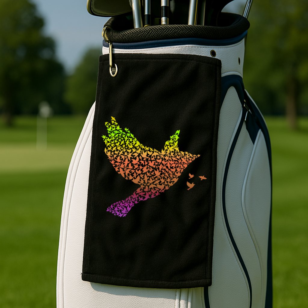 Rainbow Bird Abstract Flock Golf Towel