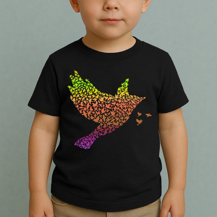 Rainbow Bird Abstract Flock Toddler T-Shirt