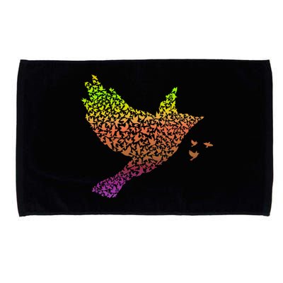 Rainbow Bird Abstract Flock Microfiber Hand Towel