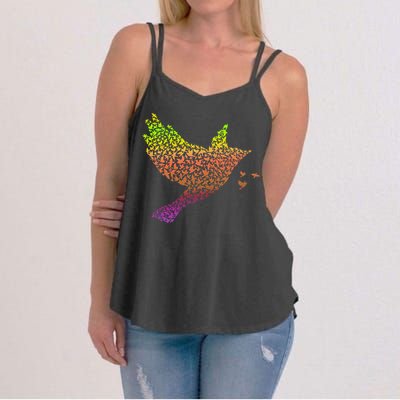 Rainbow Bird Abstract Flock Women's Strappy Tank