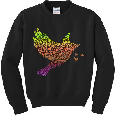 Rainbow Bird Abstract Flock Kids Sweatshirt