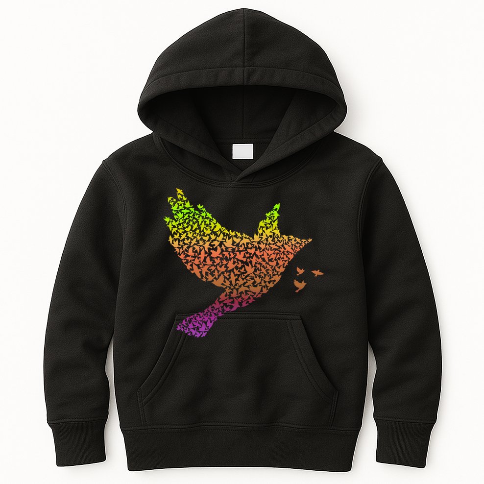 Rainbow Bird Abstract Flock Kids Hoodie