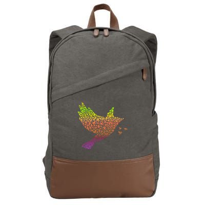Rainbow Bird Abstract Flock Cotton Canvas Backpack