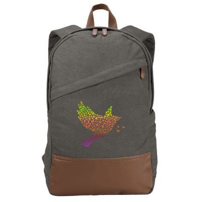 Rainbow Bird Abstract Flock Cotton Canvas Backpack