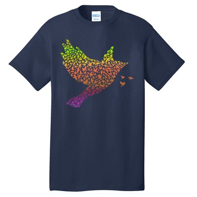 Rainbow Bird Abstract Flock Tall T-Shirt