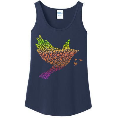 Rainbow Bird Abstract Flock Ladies Essential Tank