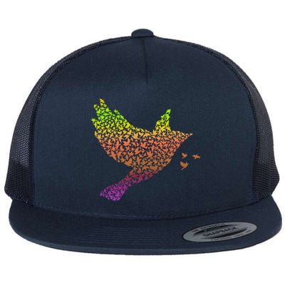 Rainbow Bird Abstract Flock Flat Bill Trucker Hat