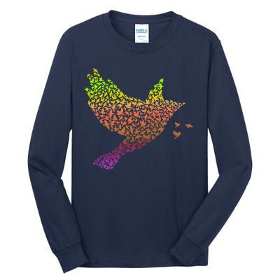 Rainbow Bird Abstract Flock Tall Long Sleeve T-Shirt