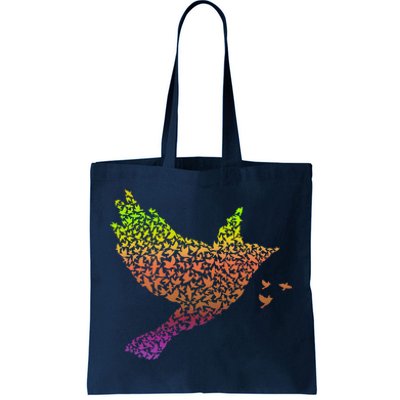 Rainbow Bird Abstract Flock Tote Bag