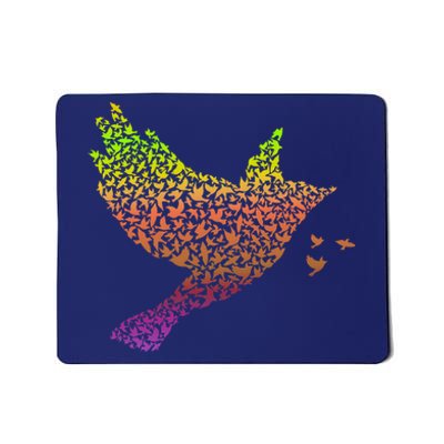 Rainbow Bird Abstract Flock Mousepad