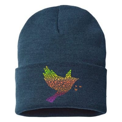 Rainbow Bird Abstract Flock Sustainable Knit Beanie