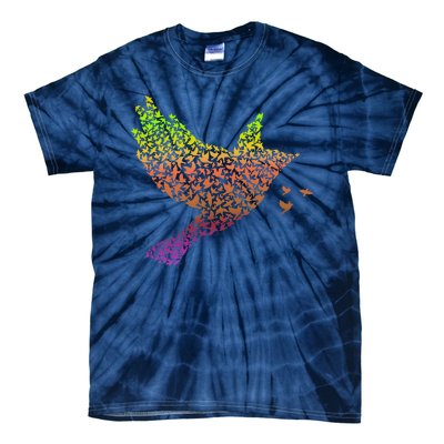 Rainbow Bird Abstract Flock Tie-Dye T-Shirt