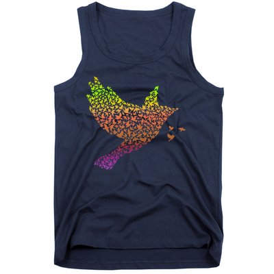 Rainbow Bird Abstract Flock Tank Top