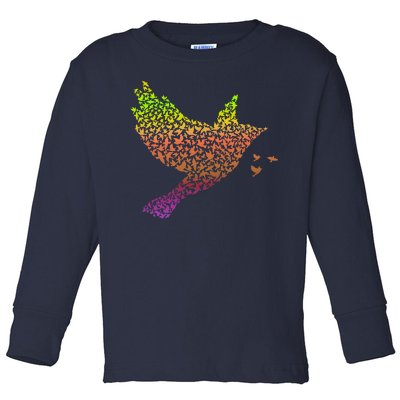 Rainbow Bird Abstract Flock Toddler Long Sleeve Shirt