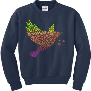 Rainbow Bird Abstract Flock Kids Sweatshirt