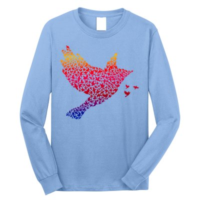 Rainbow Bird Abstract Flock Long Sleeve Shirt