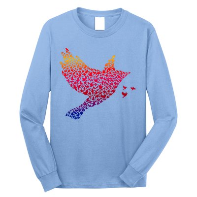 Rainbow Bird Abstract Flock Long Sleeve Shirt