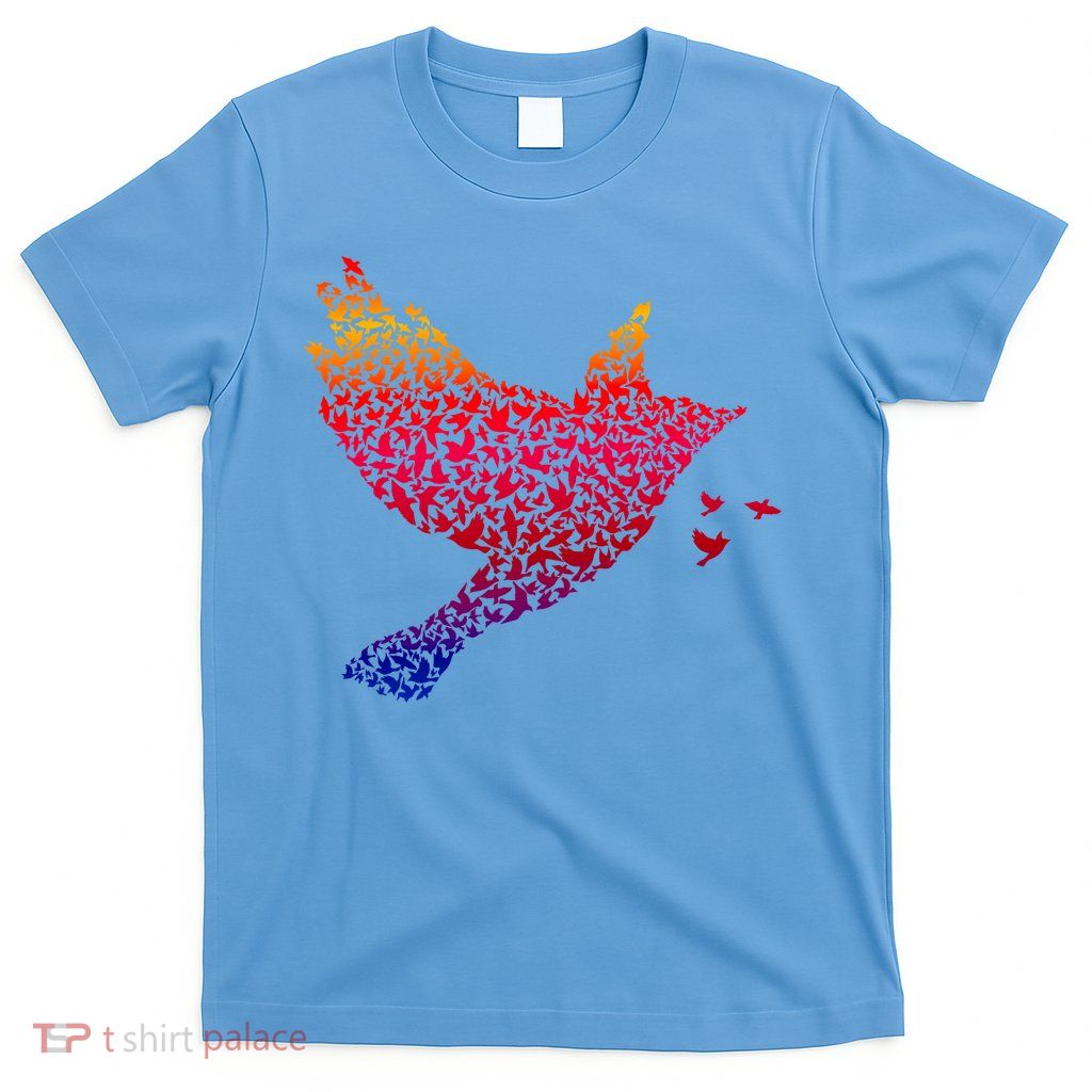 Rainbow Bird Abstract Flock T-Shirt