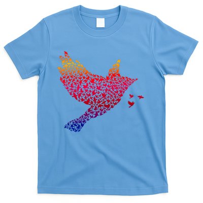 Rainbow Bird Abstract Flock T-Shirt