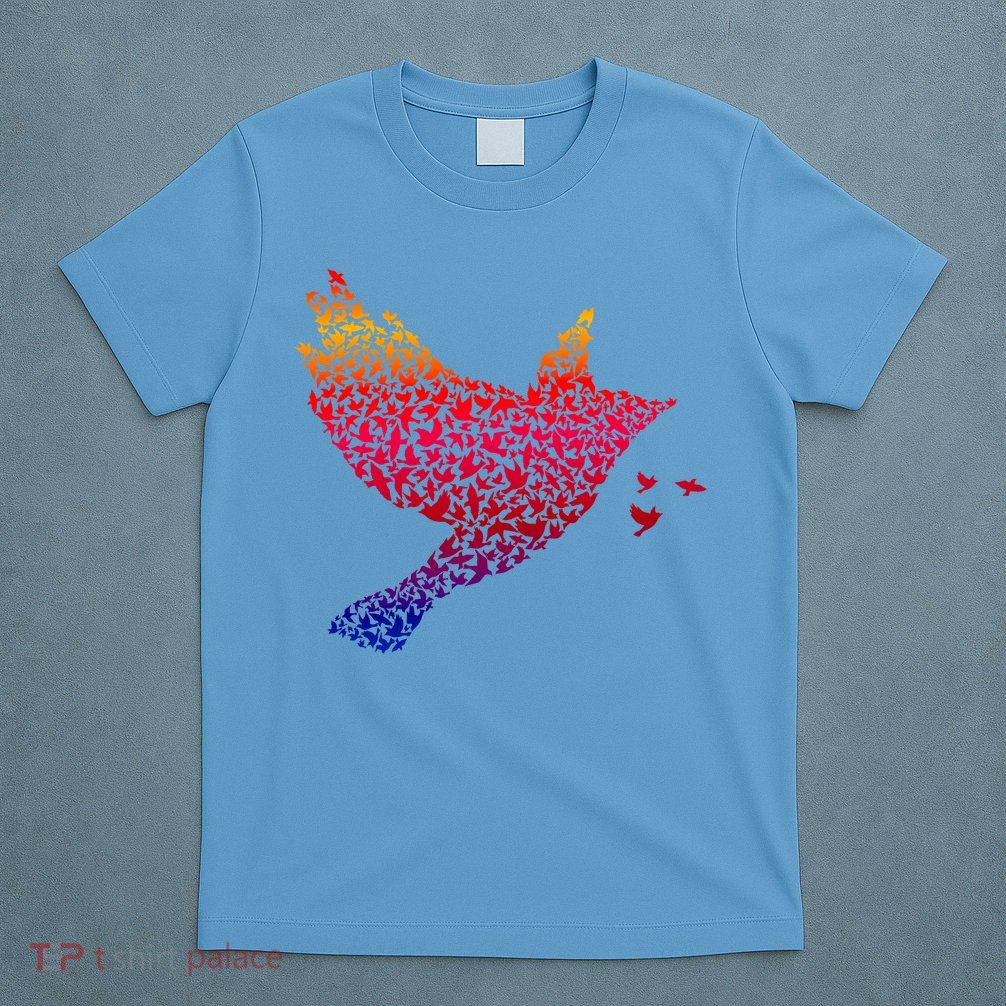 Rainbow Bird Abstract Flock T-Shirt