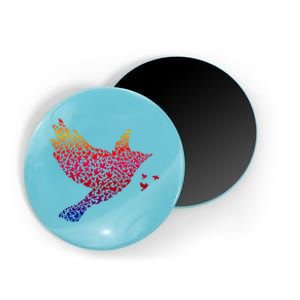 Rainbow Bird Abstract Flock Magnet