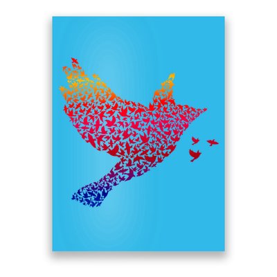 Rainbow Bird Abstract Flock Poster