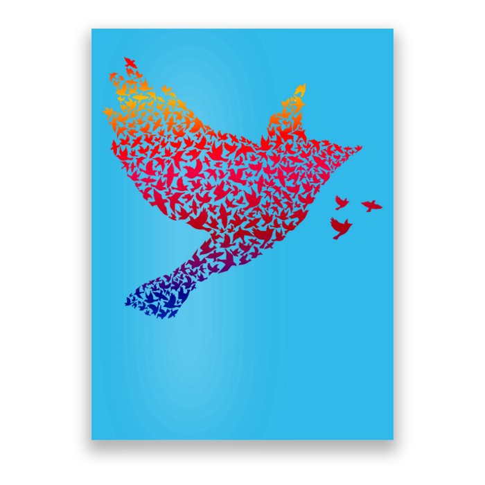 Rainbow Bird Abstract Flock Poster