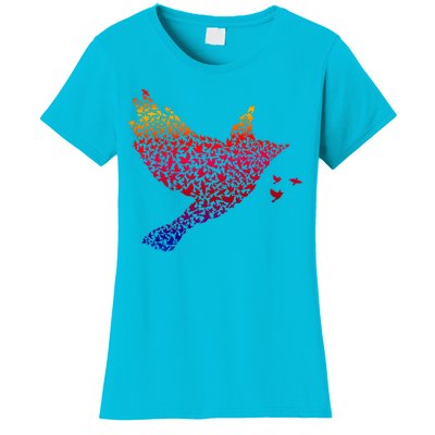 Rainbow Bird Abstract Flock Women's T-Shirt