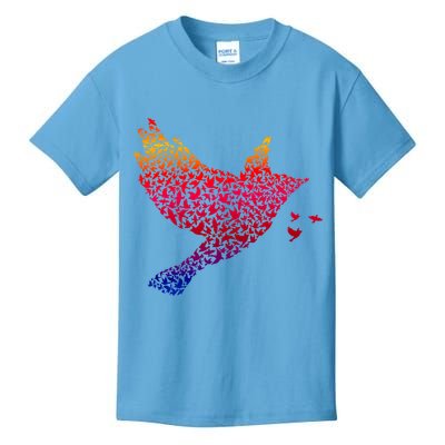 Rainbow Bird Abstract Flock Kids T-Shirt