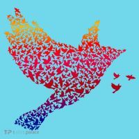 Rainbow Bird Abstract Flock Kids T-Shirt