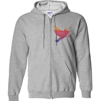 Rainbow Bird Abstract Flock Full Zip Hoodie