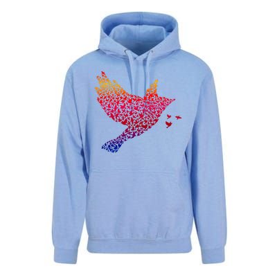 Rainbow Bird Abstract Flock Unisex Surf Hoodie