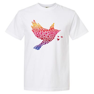 Rainbow Bird Abstract Flock Garment-Dyed Heavyweight T-Shirt