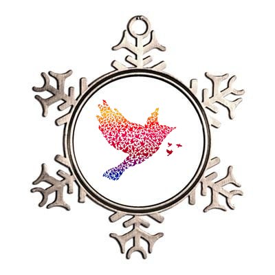 Rainbow Bird Abstract Flock Metallic Star Ornament