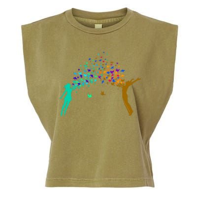 Rainbow Bird Flock Boy And Girl Garment-Dyed Women's Muscle Tee