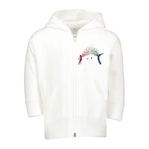 Rainbow Bird Flock Boy And Girl Toddler Zip Fleece Hoodie