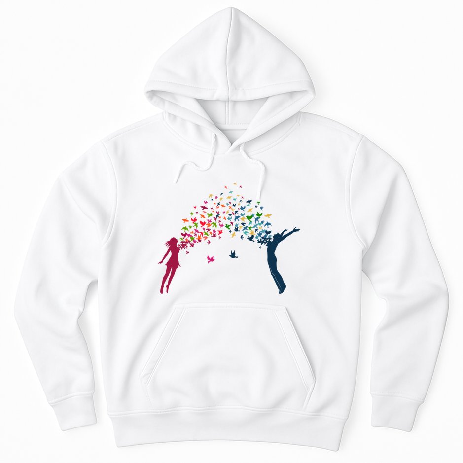 Rainbow Bird Flock Boy And Girl Hoodie