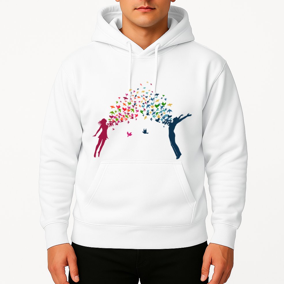 Rainbow Bird Flock Boy And Girl Hoodie
