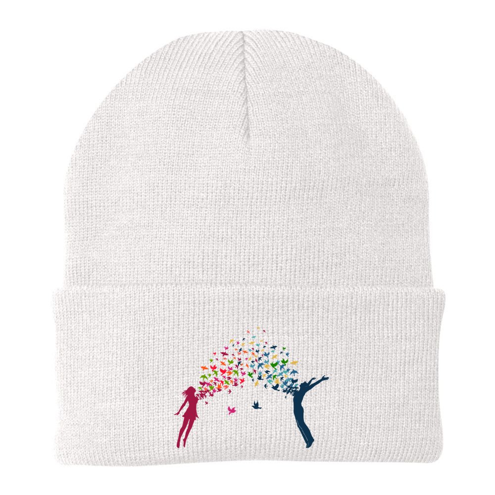 Rainbow Bird Flock Boy And Girl Beanie