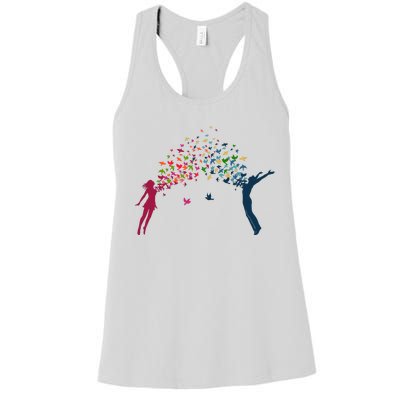 Rainbow Bird Flock Boy And Girl Women's Racerback Tank