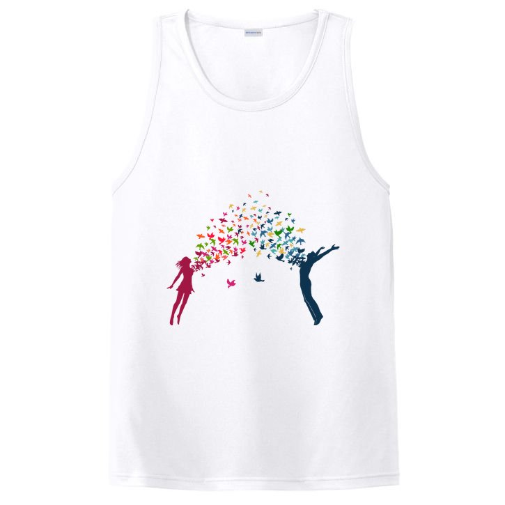 Rainbow Bird Flock Boy And Girl PosiCharge Competitor Tank
