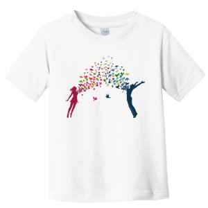 Rainbow Bird Flock Boy And Girl Toddler T-Shirt