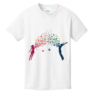 Rainbow Bird Flock Boy And Girl Kids T-Shirt