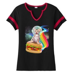 Rainbow Burger Space Cat Ladies Halftime Notch Neck Tee