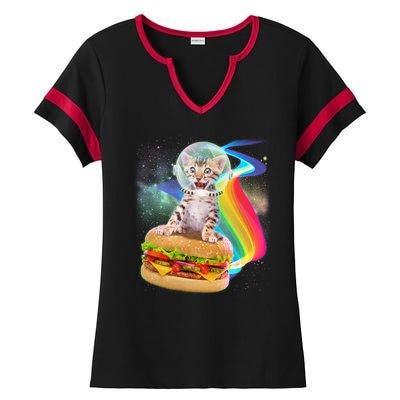 Rainbow Burger Space Cat Ladies Halftime Notch Neck Tee