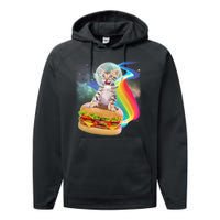 Rainbow Burger Space Cat Performance Fleece Hoodie